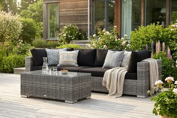 Bahamas Sofabord Utendørs 113x58 cm Kunstrotting - Grå - Hagemøbler & utemiljø - Hagebord - Loungebord & Sofabord utendørs