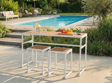 Barbord utendørs Avetrana 50x150 cm - Hvit/Brun - Hagemøbler & utemiljø - Hagebord - Barbord utendørs