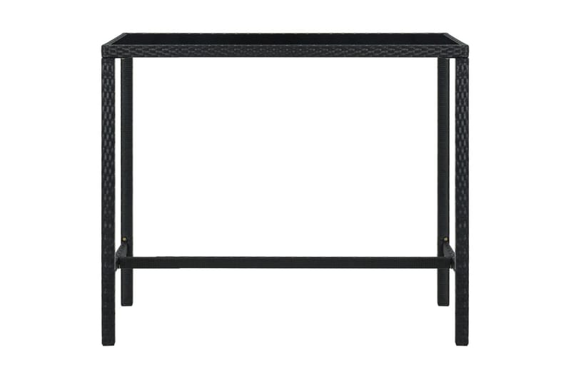 Hagebarbord svart 130x60x110 cm polyrotting og glass - Svart - Barbord utendørs