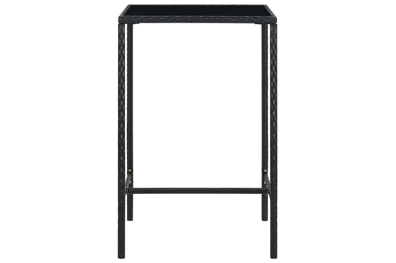 Hagebarbord svart 70x70x110 cm polyrotting og glass - Svart - Barbord utendørs
