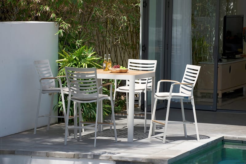 Portals Barbord 95 cm - Hvit/Tre - Hagemøbler & utemiljø - Hagebord - Barbord utendørs