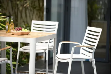 Portals Barbord 95 cm - Hvit/Tre - Hagemøbler & utemiljø - Hagebord - Barbord utendørs