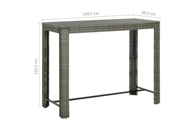 Utendørs barbord grå 140,5x60,5x110,5 cm polyrotting - Grå - Barbord utendørs