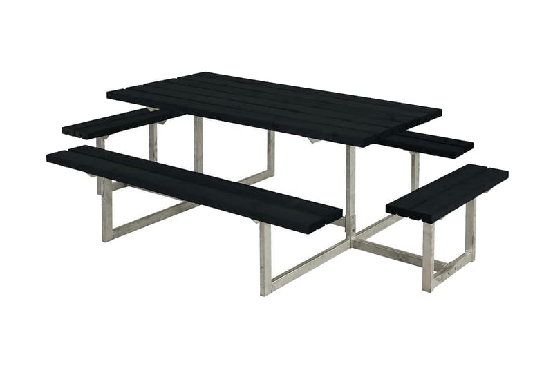 Basic bord- og benkesett komplett med 2 påbygginger - Hvit|Svart - Piknikbord