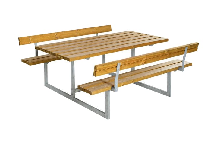 Basic bord- og benkesett med 2 ryggstøtter - Brun|Beige - Piknikbord