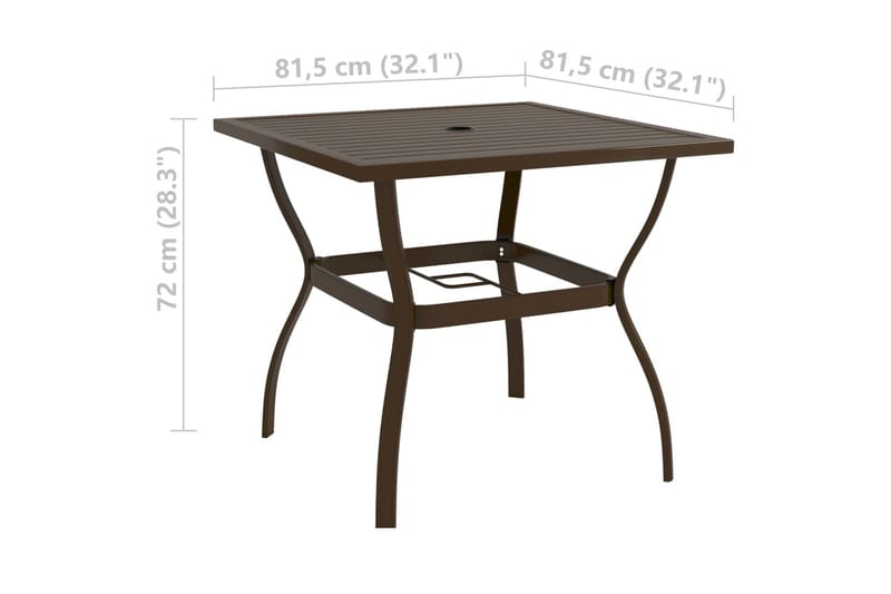 beBasic Hagebord brun 81,5x81,5x72 cm stål - Brun - Spisebord ute