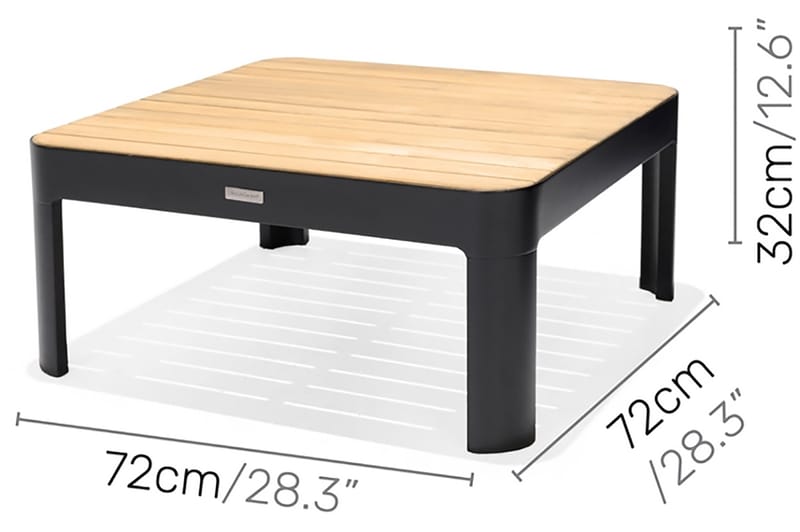 Cafébord Portals 72 cm - Svart/Tre - Loungebord & Sofabord utendørs