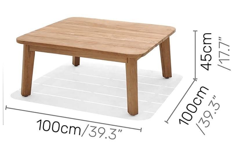 Bahamas Sofabord 100 cm - Tre / Natur - Hagemøbler & utemiljø - Hagebord - Cafébord