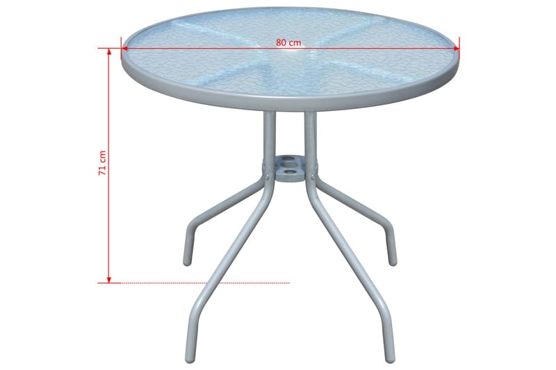 Bistrobord grå 80x71 cm stål - Grå - Cafébord