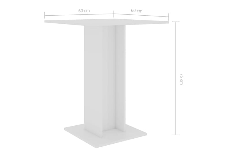 Bistrobord høyglans hvit 60x60x75 cm sponplate - Hvit - Cafébord