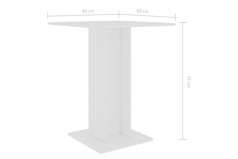 Bistrobord hvit 60x60x75 cm sponplate - Hvit - Cafébord