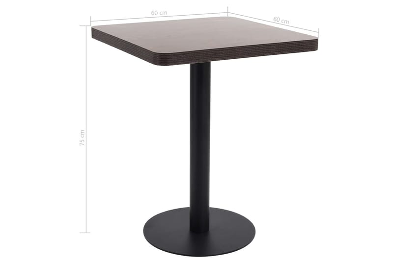 Bistrobord mørkebrun 60x60 cm MDF - Brun - Cafébord