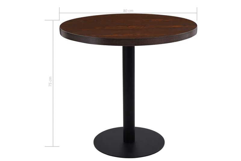 Bistrobord mørkebrun 80 cm MDF - Brun - Cafébord