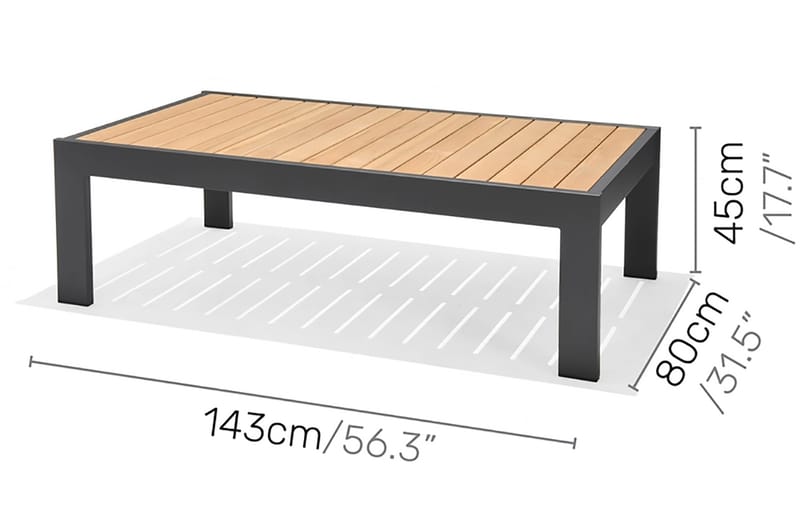 Cafébord Palau 143 cm - Tre/Grå - Cafébord