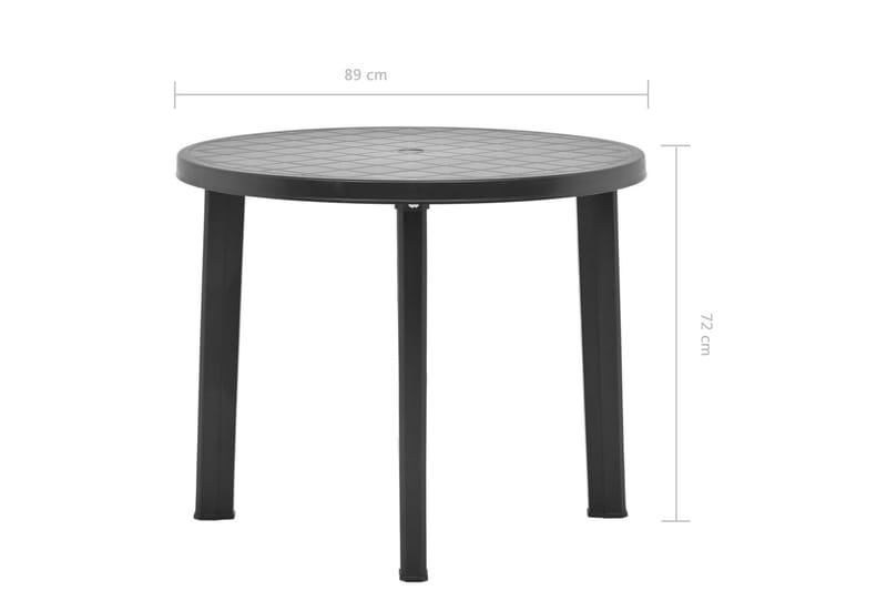 Hagebord antrasitt 89 cm plast - Cafébord