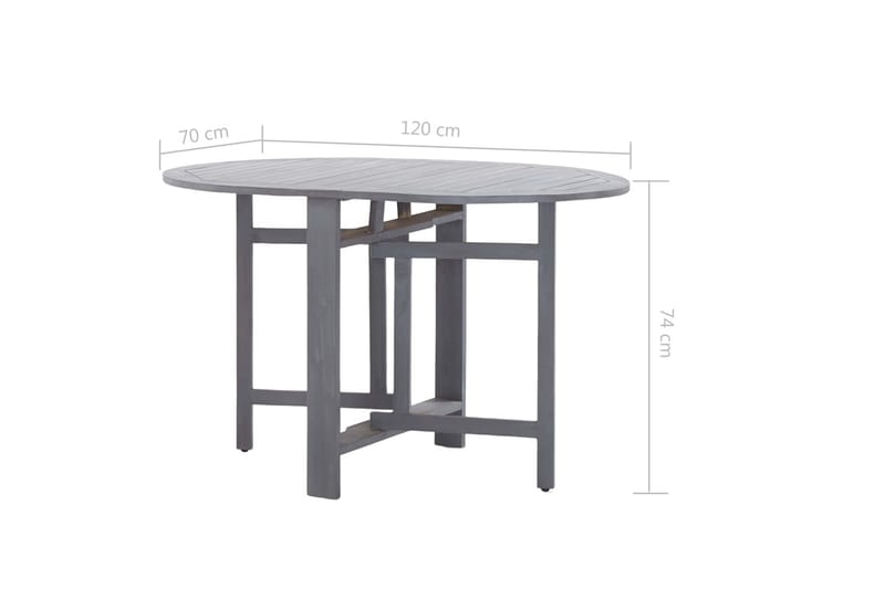 Hagebord grå 120x70x74 cm heltre akasie - Cafébord