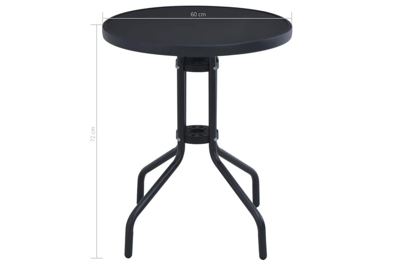 Hagebord svart 60 cm stål & glass - Cafébord