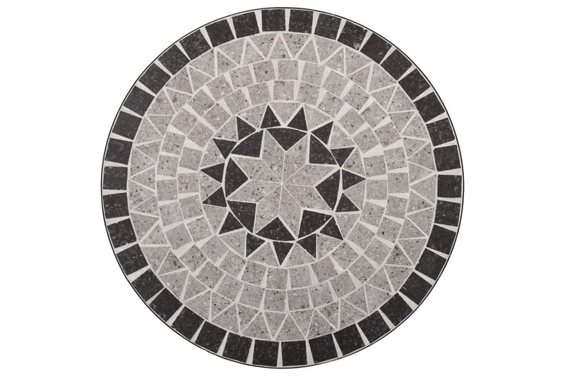 Mosaikkbistrosett med keramikkfliser 3 deler grå - Cafébord