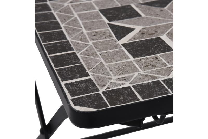 Mosaikkbistrosett med keramikkfliser 3 deler grå - Cafébord