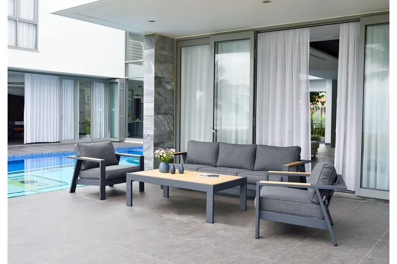 Palau Cafébord 143 cm - Tre/Grå - Hagemøbler & utemiljø - Hagebord - Cafébord