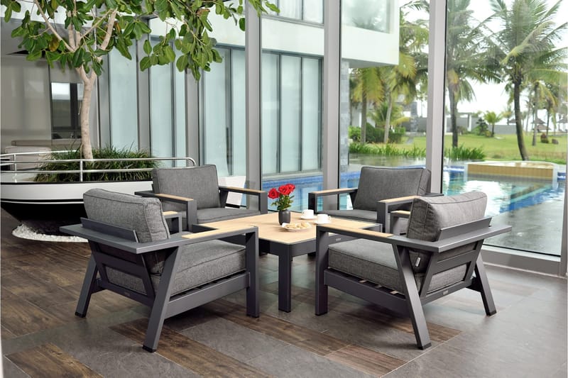 Palau Cafébord 63 cm - Tre/Grå - Hagemøbler & utemiljø - Hagebord - Cafébord