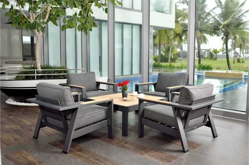 Palau Cafébord 63 cm - Tre/Grå - Hagemøbler & utemiljø - Hagebord - Cafébord