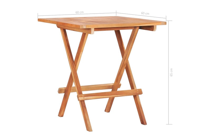 Sammenleggbart bistrobord 60x60x65 cm heltre teak - Brun - Cafébord