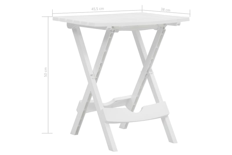 Sammenleggbart hagebord 45,5x38,5x50 cm hvit -   - Cafébord