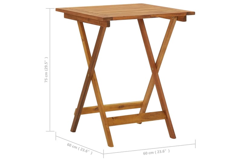 Sammenleggbart hagebord 60x60x75 cm heltre akasie - Brun - Cafébord