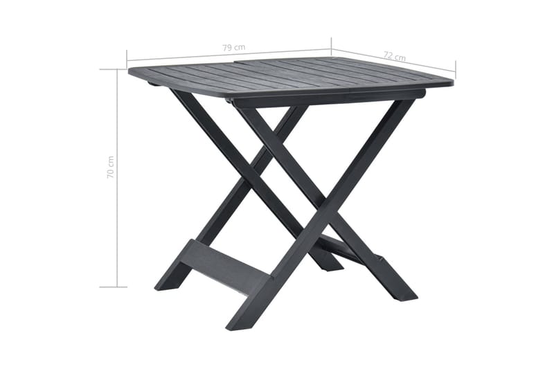 Sammenleggbart hagebord antrasitt 79x72x70 cm plast - Cafébord