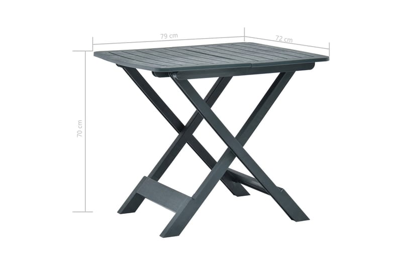 Sammenleggbart hagebord grønn 79x72x70 cm plast - Cafébord