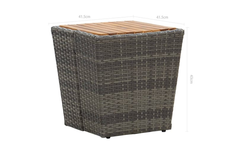 Tebord grå 41,5x41,5x43 cm polyrotting og heltre akasie - Grå - Cafébord