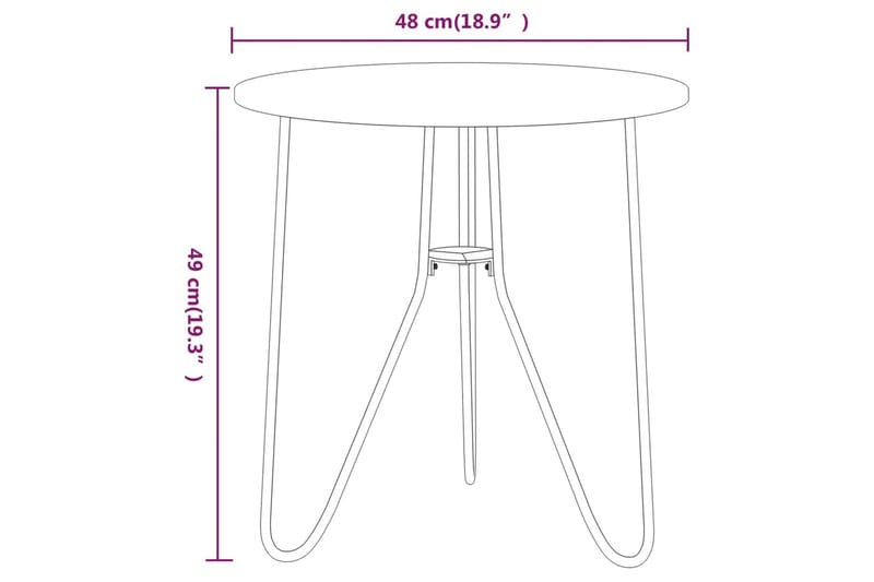 Tebord svart 48 cm MDF og jern - Svart - Cafébord