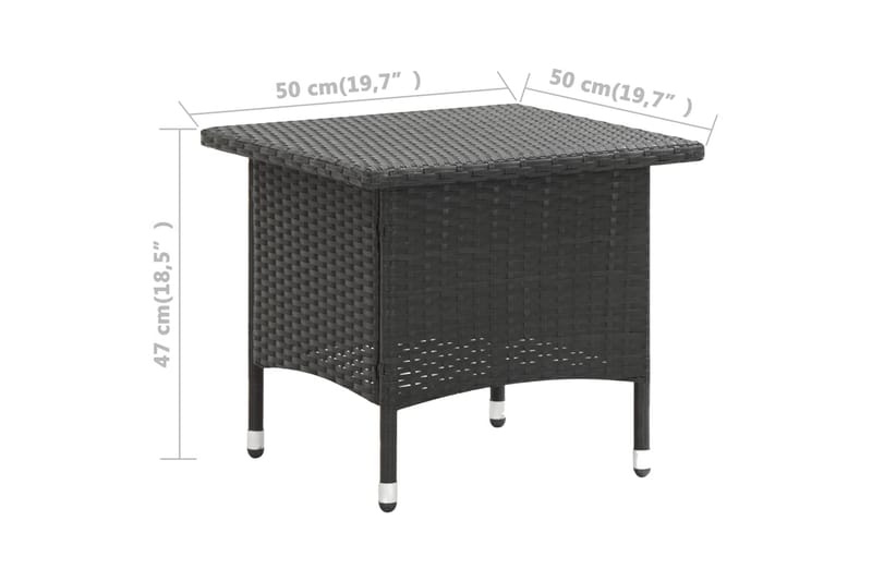 Tebord svart 50x50x47 cm polyrotting - Cafébord