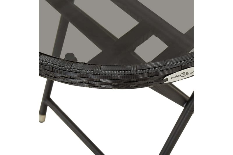 Tebord svart 60 cm polyrotting og herdet glass - Cafébord