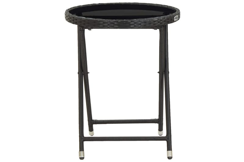 Tebord svart 60 cm polyrotting og herdet glass - Cafébord