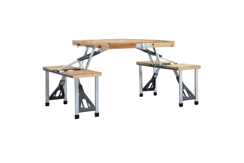 Foldbart campingbord med 4 seter stål aluminium - Campingbord
