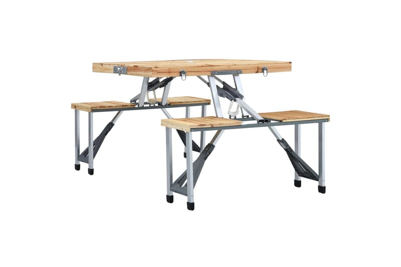Foldbart campingbord med 4 seter stål aluminium - Campingbord