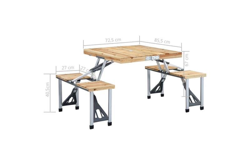 Foldbart campingbord med 4 seter stål aluminium - Campingbord