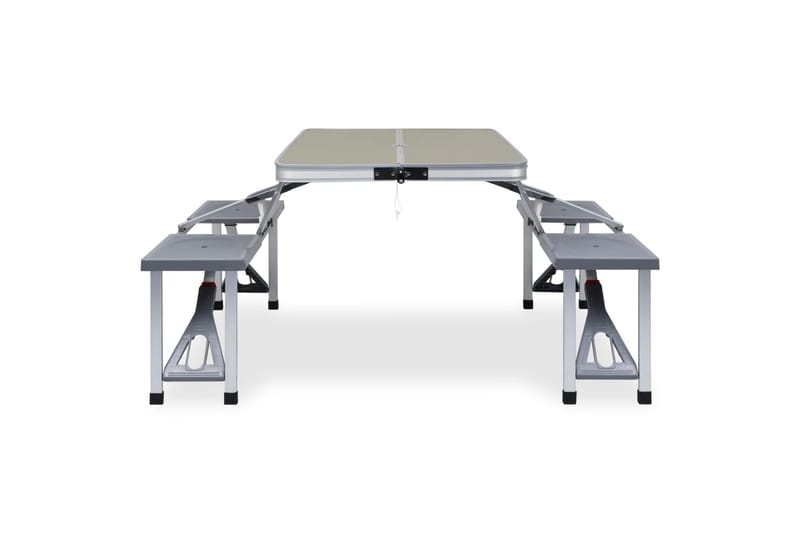 Foldbart campingbord med 4 seter stål aluminium - Campingbord