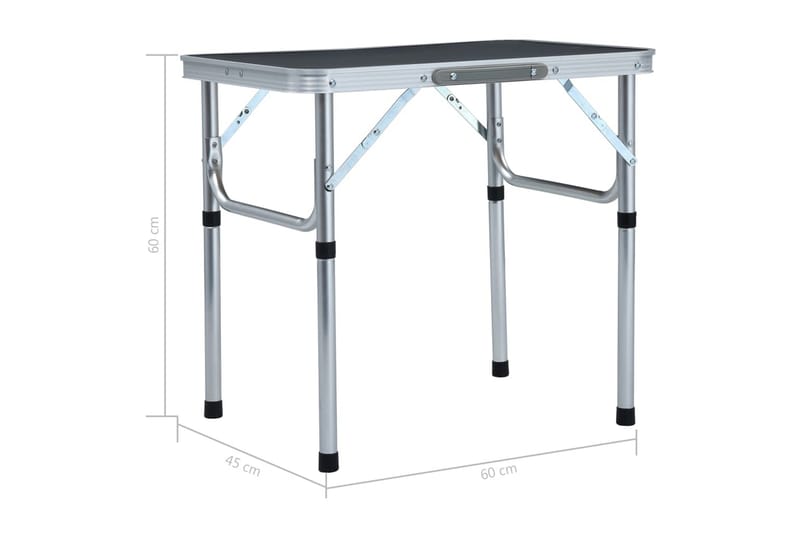 Sammenleggbart campingbord grå aluminium 60x45 cm - Campingbord