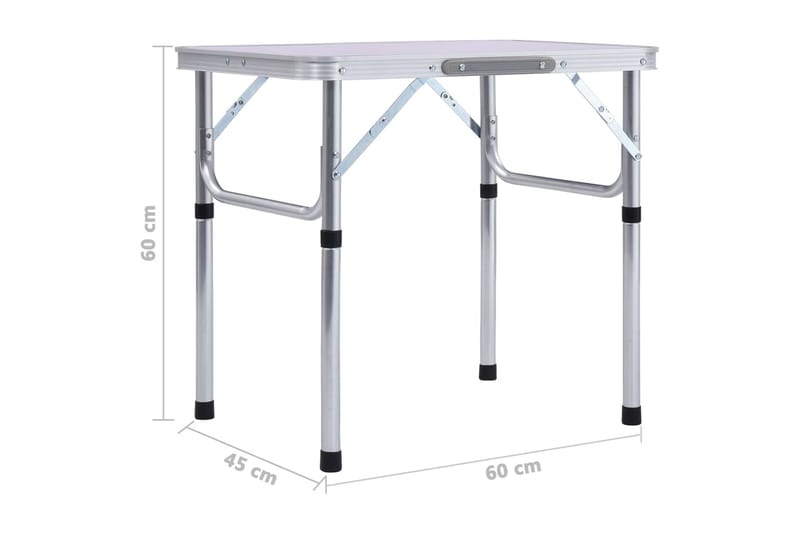 Sammenleggbart campingbord hvit aluminium 60x45 cm - Campingbord