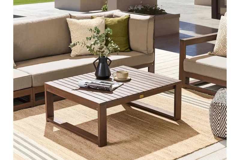 Des Moines Sidebord 90x75 cm - Mørkebrun - Hagemøbler & utemiljø - Hagebord - Sidebord utendørs