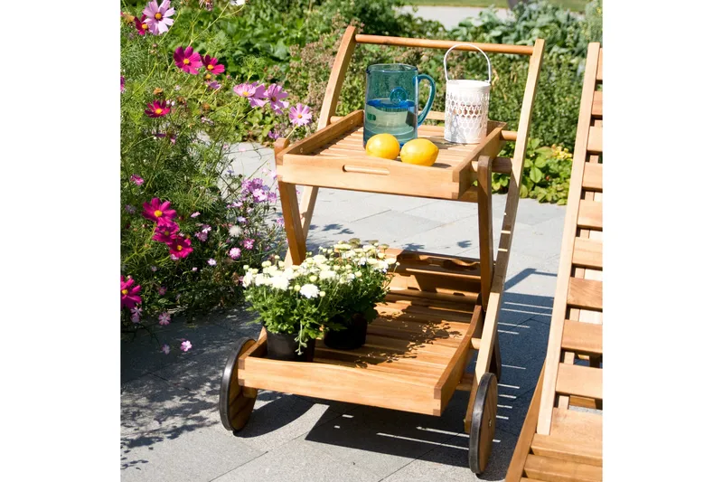 Drinkvogn FINLAY 84x57xH84cm Akasie - Hagemøbler & utemiljø - Hagebord - Barbord utendørs