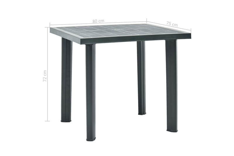 Hagebord grønn 80x75x72 cm plast - Grønn - Cafébord
