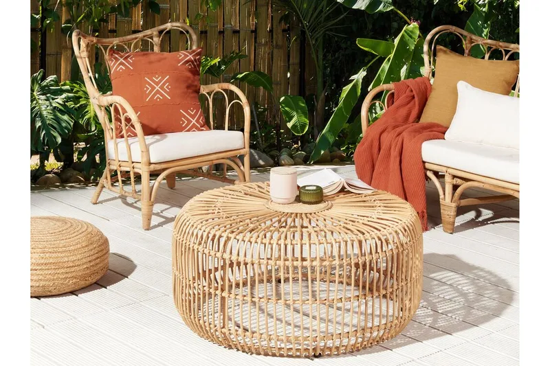 Hartnoy Sidebord 85 cm Rund - Beige/Naturlig - Hagemøbler & utemiljø - Hagebord - Sidebord utendørs