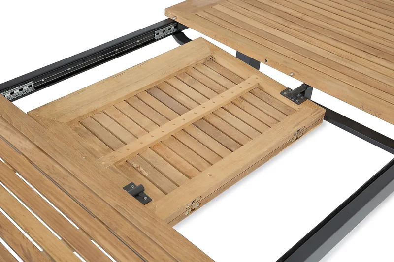 Las Vegas Uttrekkbart Spisebord 152-210x90 cm - Svart/Teak - Hagemøbler & utemiljø - Hagebord - Spisebord ute