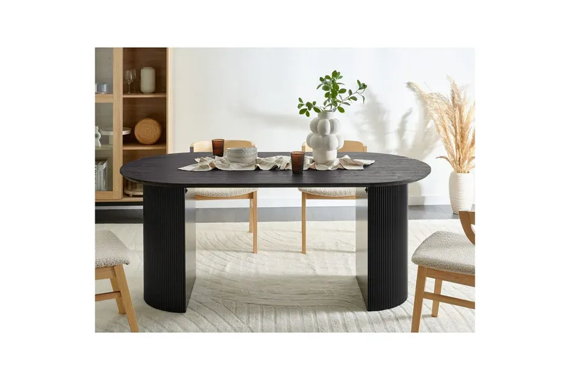 Matbord Beliani Savory Ljus trä Black - Hagemøbler & utemiljø - Hagebord - Spisebord ute