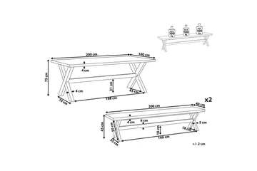 Matsalsset Beliani Olbia med bänkar 6-Sits White||Light wood - Hagemøbler & utemiljø - Hagegruppe - Spisegrupper hage