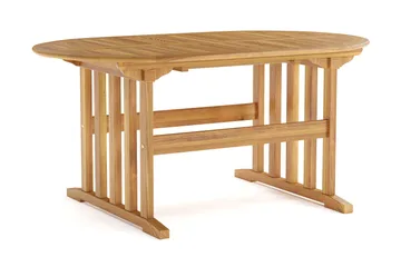 Menorca ovalt uttrekkbart spisebord i tre utendørs 90x150 cm - Teak / natur - Hagemøbler & utemiljø - Hagebord - Spisebord ute